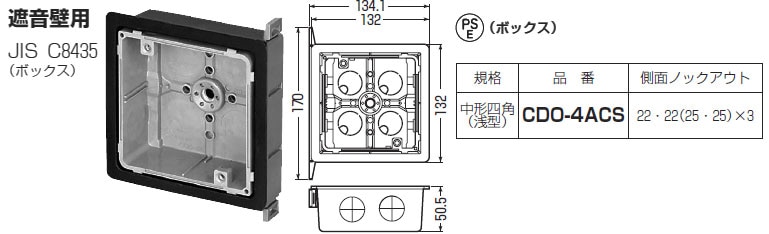 CDO-4ACS 未来工業 遮音アウトレットボックス 即配・速配ならプロ向け