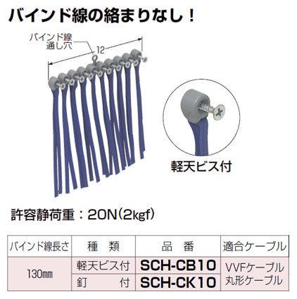 SCH-CB10 未来工業 ケーブルハンガー（10連タイプ）軽天ビス付（5個入
