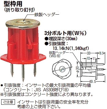 NK-3P 未来工業 カラー・ヘッダーインサート(型枠用)(桃)(50個入)