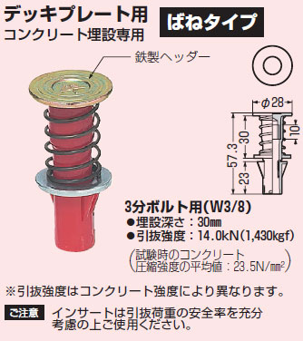 NDB-3W 未来工業 カラー・ヘッダーインサート(デッキプレート用・ばね