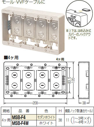 MSB-F4 未来 モール用スイッチボックス(Fタイプ)(モダンホワイト) 即配