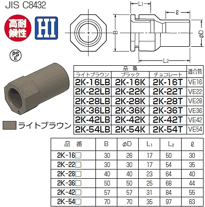 2K-16LB 未来工業 2号コネクタ ライトブラウン 即配・速配ならプロ向け