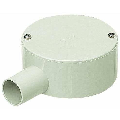 PVM22-1M 未来工業 露出用丸形ボックス(平蓋)1方出(ミルキーホワイト)