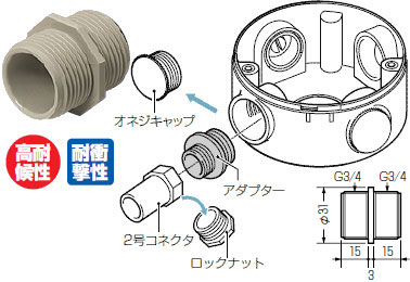 ◆ ぽこた  ② 2KA-22 未来工業 2号コネクタ用 アダプター(グレー)(10個入) 即配