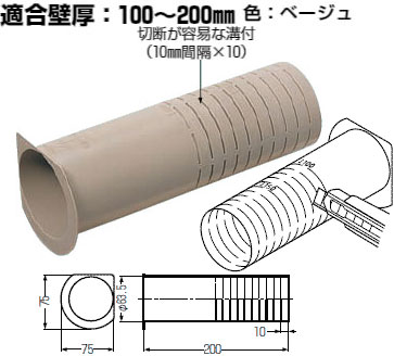 GKPT-76 未来工業 貫通スリーブ(カットタイプ) 即配・速配なら