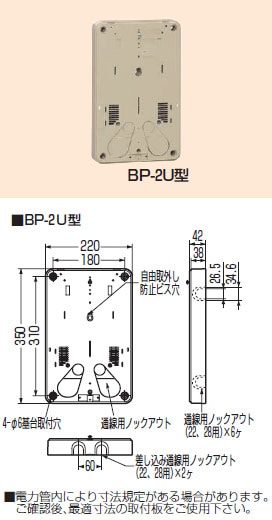 BP-2UG 未来工業 積算電力計・計器箱取付板(グレー)