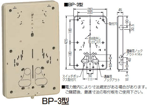 BP-3DG 未来工業 積算電力計・計器箱取付板(ダークグレー)