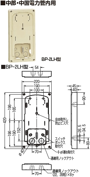 BP-2LHI 未来工業 計器箱取付板 アイボリー