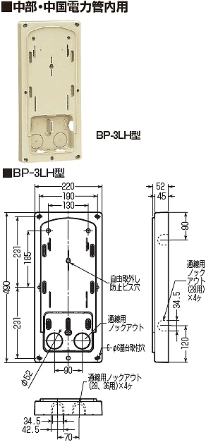 BP-3LHG 未来工業 計器箱取付板 グレー