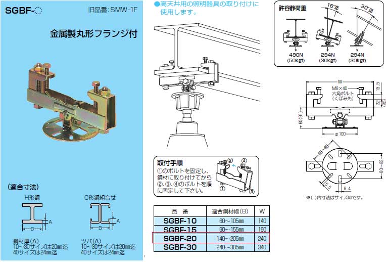 SGBF-20 未来工業 H形鋼・C形鋼組み合わせ用ビームラックル 即配・速配