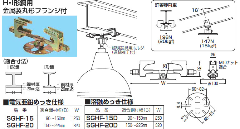 SGHF-20 未来工業 H・I形鋼用ビームラックル(電気亜鉛めっき仕様)