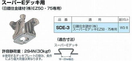 SDE-3 未来工業 スーパーEデッキ用ボルト吊り金具 (20個入)