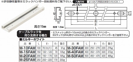 M-40FAM 未来工業 ミラックハンガー(薄型)(ステンレス、ミルキーホワイト)