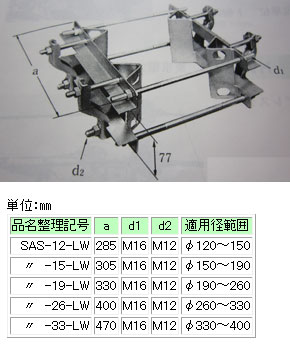 SAS-26-LW イワブチ 抱アーム(アングル)用金物(Φ260～Φ330)