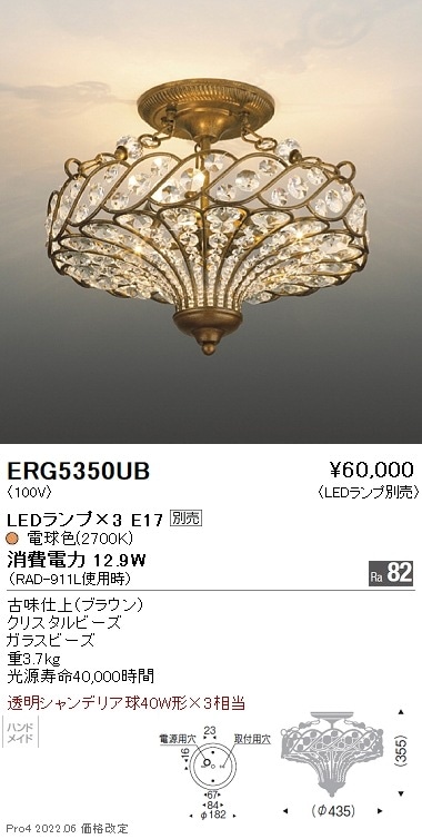 ERG5350UB 遠藤照明 ロートアイロン・ガラスビーズブラケットライト