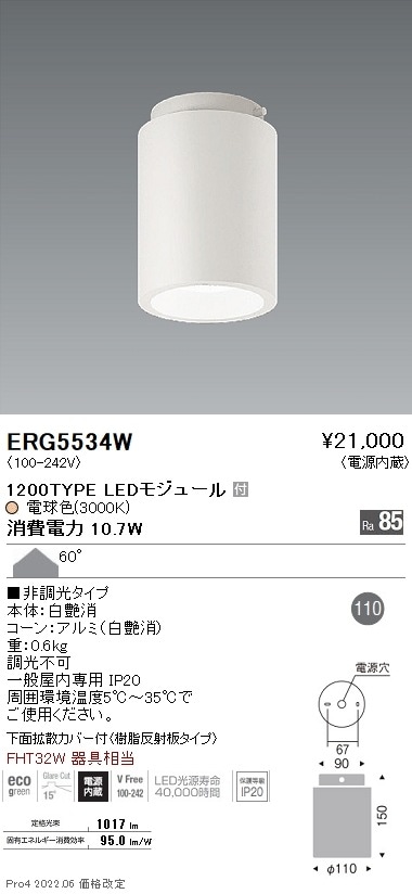ERG5534W 遠藤照明 Rs シーリングライト R1200タイプ