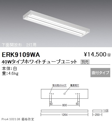 ERK9109WA 遠藤照明 直付下面開放形40Wタイプ×2【ユニット別売