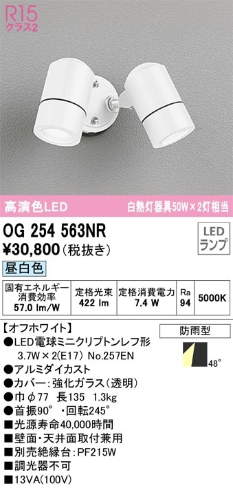 OG254563NR オーデリック 屋外用LEDスポットライト 昼白色 即配・速配
