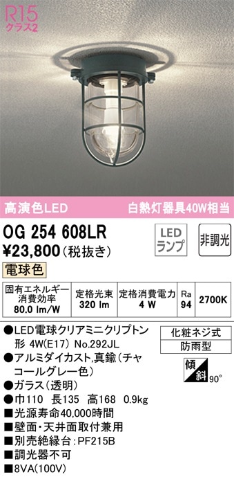 OG254608LR オーデリック 軒下用シーリングライト LEDポーチライト