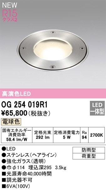 OG254019R1 オーデリック 屋外用LEDアッパーライト 電球色