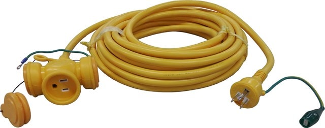 KM03-10JP-YELLOW 因幡電機 3P防雨型延長コード 黄色