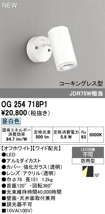 OG254944P1 オーデリック 屋外用LEDスポットライト 昼白色 即配・速配
