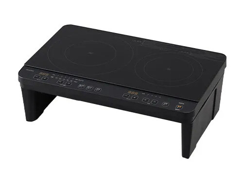 IHK-WT41S-B アイリスオーヤマ IHコンロ 2口 最大1400W スタンド付 電源コード2.5m ブラック