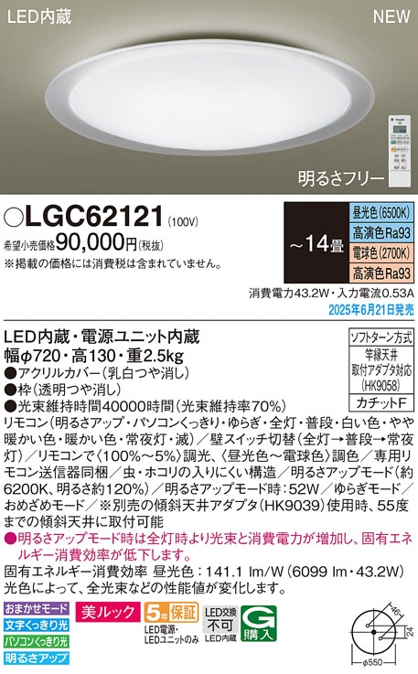 Panasonic 2021年製　シーリングライト macocoro_lkgbz115601