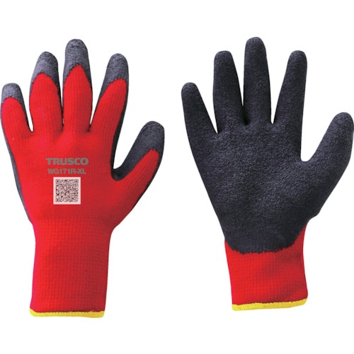 WG171RXL TRUSCO 防寒天然ゴム手袋 裏起毛タイプ レッド XLサイズ
