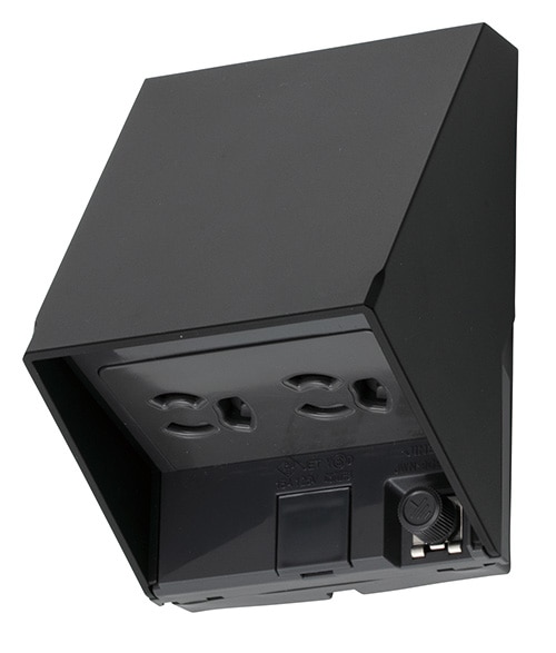 MWN-9G9GEMK 未来工業 防雨形抜止接地ダブルコンセント アースターミナル付 マットブラック色