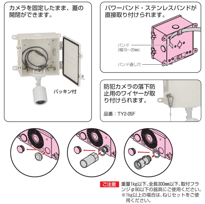 PV4B-1710UM 未来工業 防犯カメラ取付四角ボックス ミルキーホワイト
