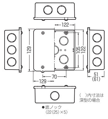 PVK-ALNPJ 未来工業 PVKボックス(防水タイプ)大形四角・浅型(お