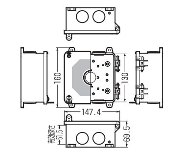 PV4B-1306FK 未来工業 防犯カメラ取付四角ボックス ブラック 即配
