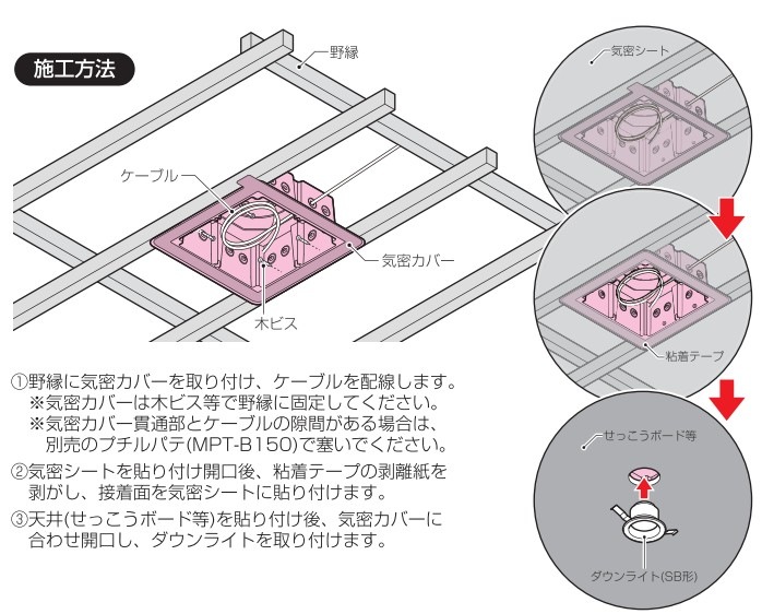 DLC-2512SA 未来工業 気密カバー ダウンライト用 粘着テープ付 10個入