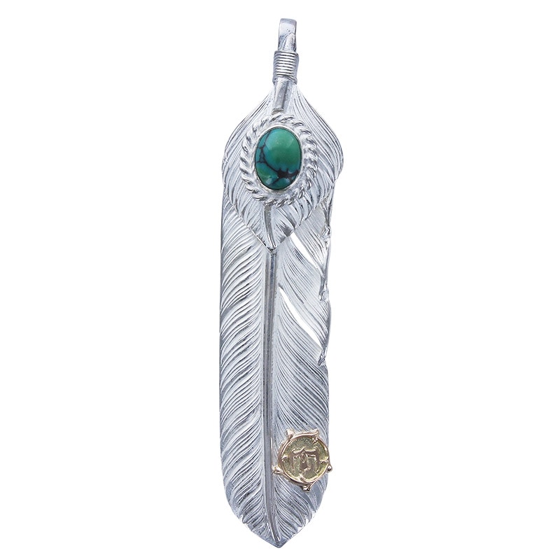 L flight feather 01 L flight heart feather 01 turquoise 6×8 cup arabesque K18 eagle metal