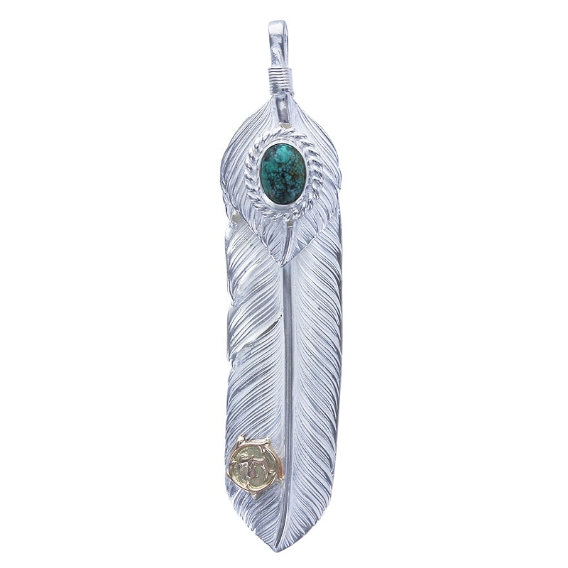L flight feather 02 L flight heart feather 02 turquoise 6×8 cup arabesque K18 eagle metal