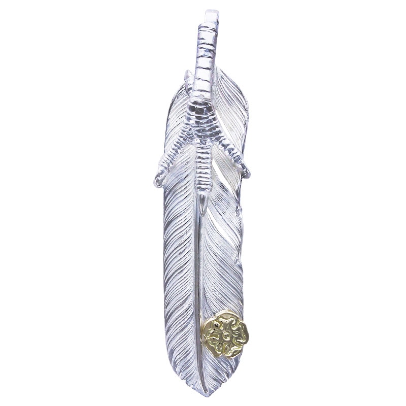 L flight feather 01 eagle claw pendant 01 S K18 flower metal