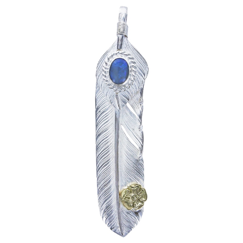 L flight feather 01 L flight heart feather 01 opal 6×8 cup S K18 flower metal