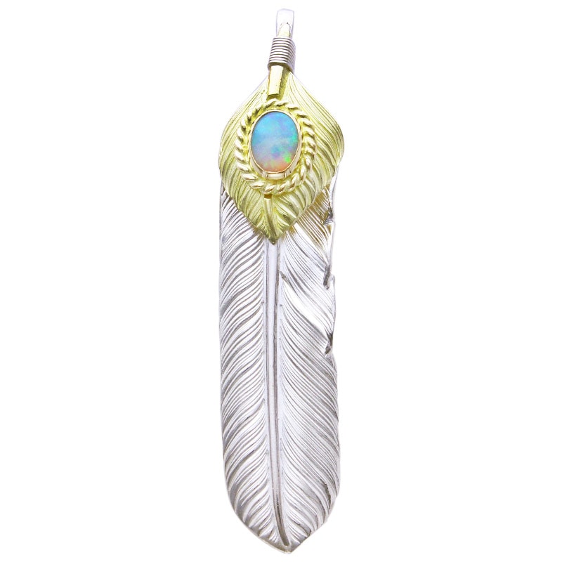 L flight feather 01 L K18 flight heart feather 01 opal 6×8 K18 cup