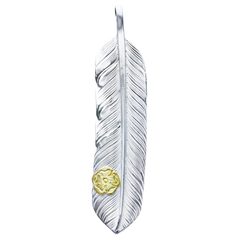 L flight feather 02 S K18 flower metal