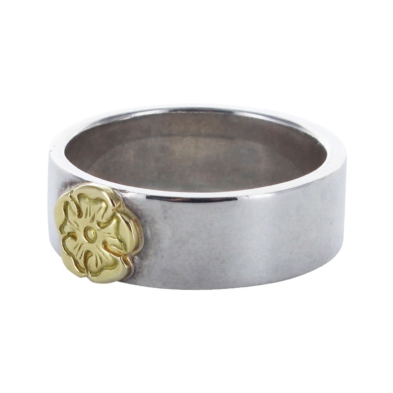 8mm plain ring S K18 flower metal