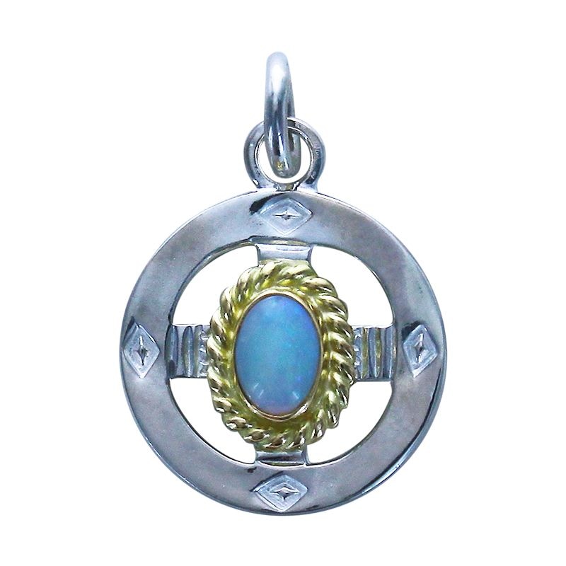 medicine wheel pendant opal 5×7 K18 cup