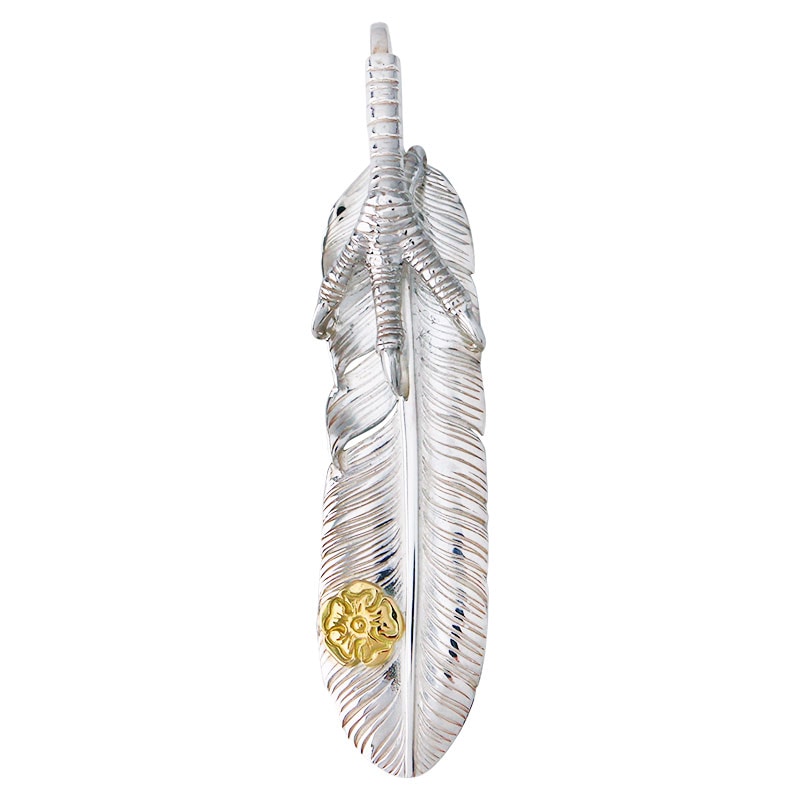 L old feather 02 eagle claw pendant 02 S K18 flower metal