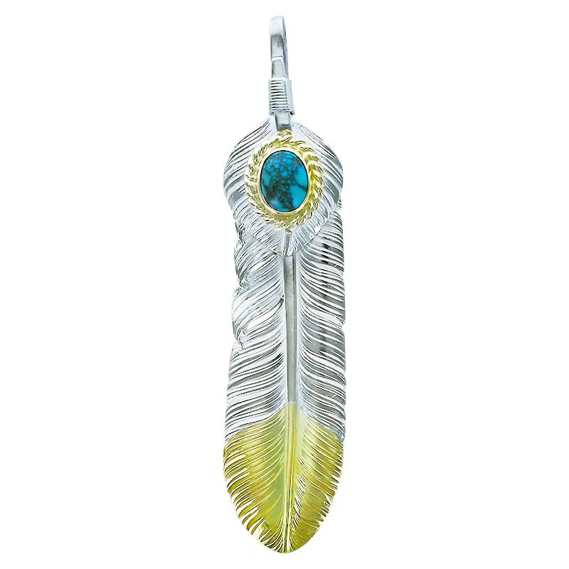 L old feather K18 top 02 L heart feather 02 turquoise 6×8 K18 cup