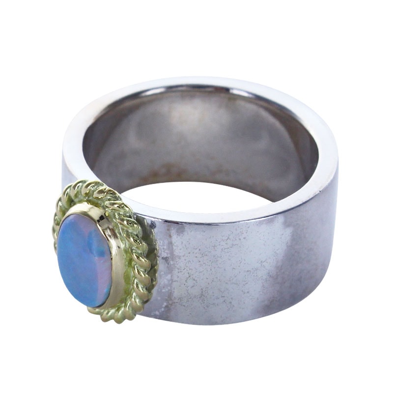 10mm plain ring opal 6×8 K18 cup