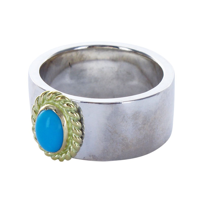 10mm plain ring turquoise 5×7 K18 cup