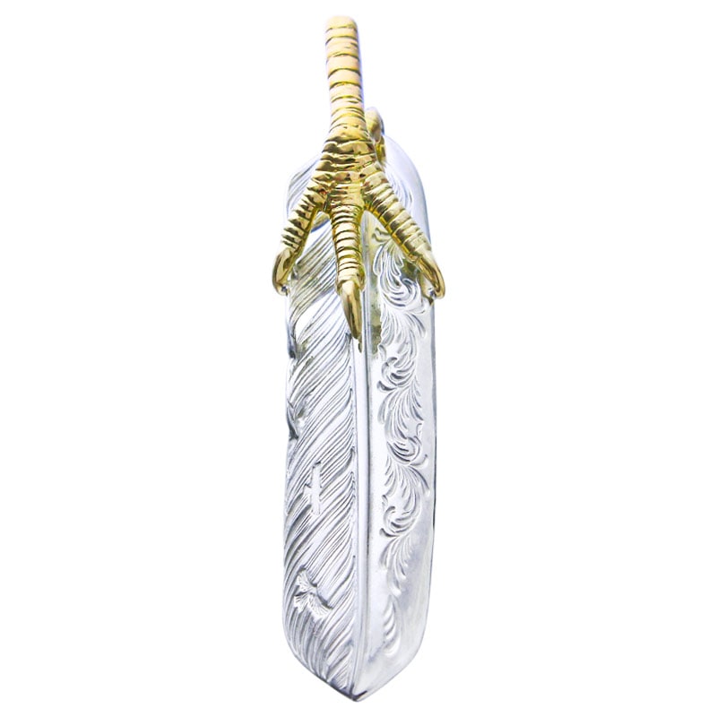 L arabesque flight feather 02 K18 eagle claw pendant 02