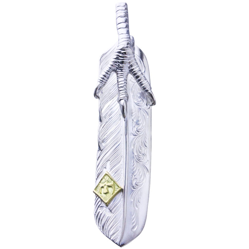 L arabesque flight feather 02 eagle claw pendant 02 M K18 eagle metal