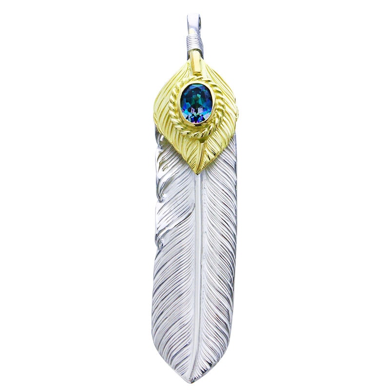 L flight feather 02 L K18 flight heart feather 02 rainbow topaz 6×8 K18 cup