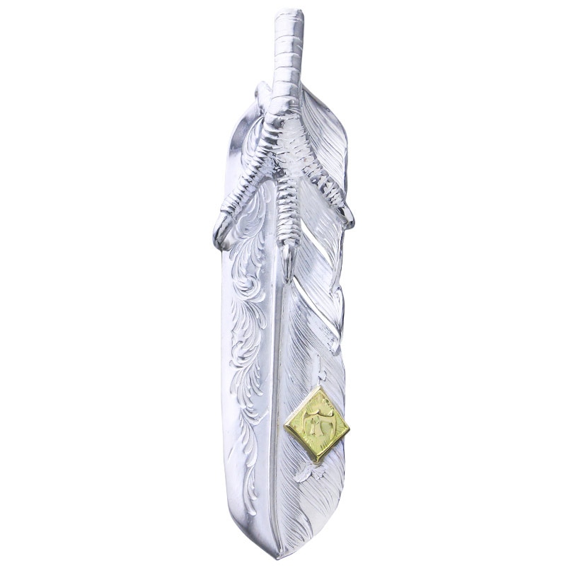 L arabesque flight feather 01 eagle claw pendant 01 M K18 eagle metal